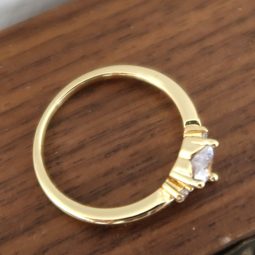 Forever Loved Gold-Tone Heart White Stone Bling Ring a Token of Devotion - Picture 3 of 7